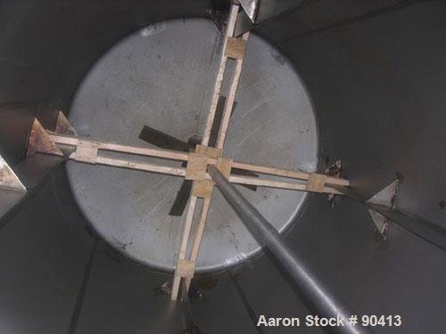 USED: Mueller tank, 3000 gallon, 304 stainless steel, vertical. 7' diameter x 10'6" straight side. Dish top and bottom. Lightnin agitator, model 72-C-5, ratio 21.2:1, output 84 rpm. 4 blade turbine d...