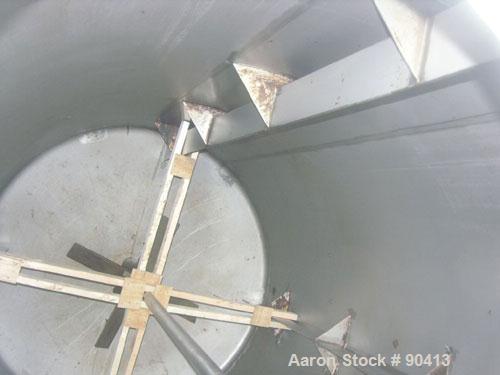 USED: Mueller tank, 3000 gallon, 304 stainless steel, vertical. 7' diameter x 10'6" straight side. Dish top and bottom. Lightnin agitator, model 72-C-5, ratio 21.2:1, output 84 rpm. 4 blade turbine d...