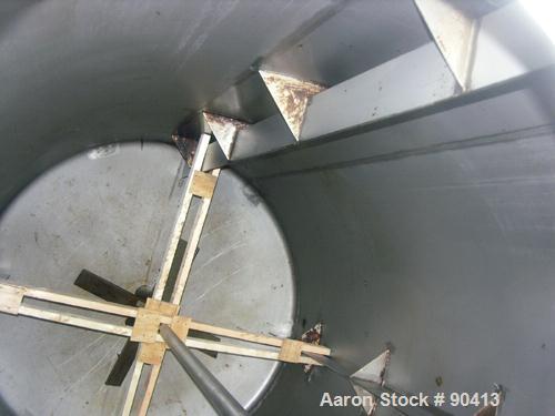 USED: Mueller tank, 3000 gallon, 304 stainless steel, vertical. 7' diameter x 10'6" straight side. Dish top and bottom. Lightnin agitator, model 72-C-5, ratio 21.2:1, output 84 rpm. 4 blade turbine d...