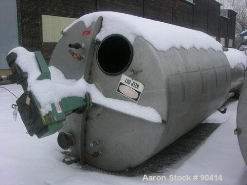USED: Mueller tank, 3000 gallon, 304 stainless steel, vertical. 7' diameter x 10'6" straight side. Dish top and bottom. Lightnin agitator, model 72-C-5, ratio 21.2:1, output 84 rpm. 4 blade turbine d...