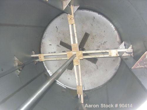 USED: Mueller tank, 3000 gallon, 304 stainless steel, vertical. 7' diameter x 10'6" straight side. Dish top and bottom. Lightnin agitator, model 72-C-5, ratio 21.2:1, output 84 rpm. 4 blade turbine d...