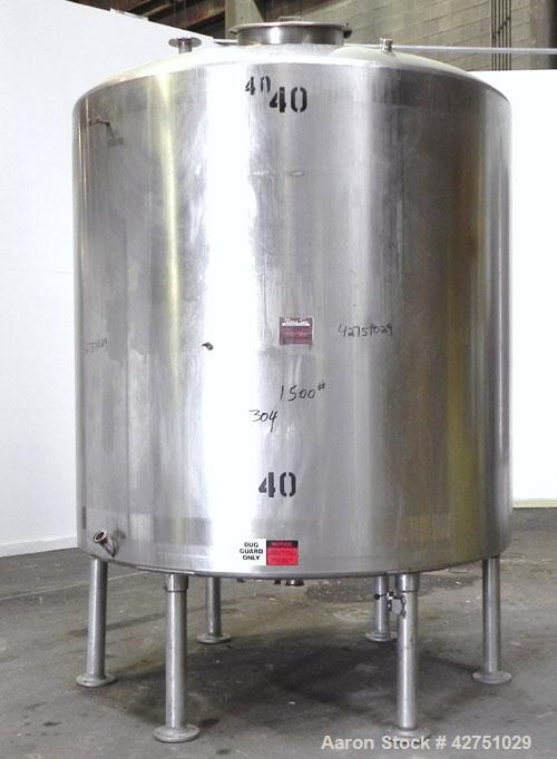 Used Perma-San Tank, 2000 Gallon, Model CVC, 304 Stainless Steel Vertical. 84" Diameter x 80" straight side. Dished top, coned bottom. Openings top (2) 2", 4", 8", 18" man way with cover, side 2". 3"...