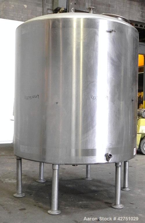 Used Perma-San Tank, 2000 Gallon, Model CVC, 304 Stainless Steel Vertical. 84" Diameter x 80" straight side. Dished top, coned bottom. Openings top (2) 2", 4", 8", 18" man way with cover, side 2". 3"...