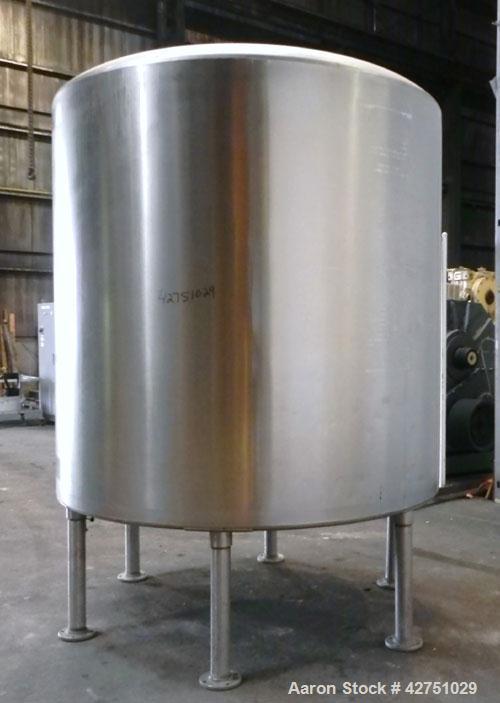Used Perma-San Tank, 2000 Gallon, Model CVC, 304 Stainless Steel Vertical. 84" Diameter x 80" straight side. Dished top, coned bottom. Openings top (2) 2", 4", 8", 18" man way with cover, side 2". 3"...