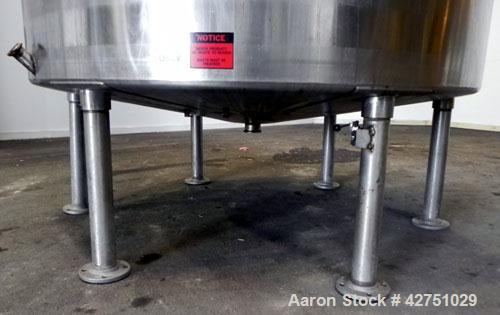 Used Perma-San Tank, 2000 Gallon, Model CVC, 304 Stainless Steel Vertical. 84" Diameter x 80" straight side. Dished top, coned bottom. Openings top (2) 2", 4", 8", 18" man way with cover, side 2". 3"...