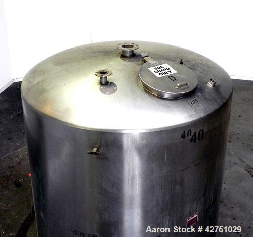Used Perma-San Tank, 2000 Gallon, Model CVC, 304 Stainless Steel Vertical. 84" Diameter x 80" straight side. Dished top, coned bottom. Openings top (2) 2", 4", 8", 18" man way with cover, side 2". 3"...