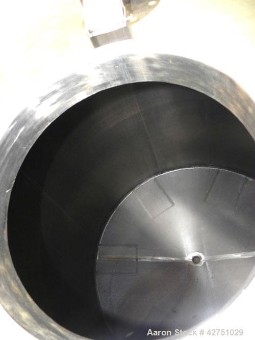 Used Perma-San Tank, 2000 Gallon, Model CVC, 304 Stainless Steel Vertical. 84" Diameter x 80" straight side. Dished top, coned bottom. Openings top (2) 2", 4", 8", 18" man way with cover, side 2". 3"...