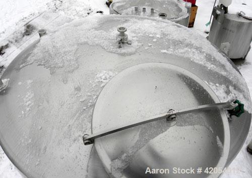 Used Lake Process Systems Tank, 1000 Gallon, Model LPS-1000, 304 Stainless Steel, Vertical. 60" diameter x 72" straight side, dish top and bottom. (1) Spray ball. Openings top (3) 2", 1-1/2", 19" man...