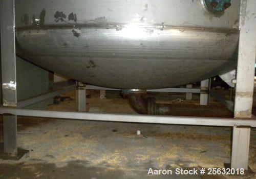 Used- Storage Tank, Approximate 3750 Gallon, Stainless Steel, Vertical. Approximately 7' diameter x 12' straight side, dish ...