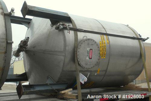 Used Tank, 2800 Gallon, 316 Stainless Steel, Vertical. 84" diameter x 116" straight side, slight cone top, coned bottom. Openings: top (2) 3"; side 24" manway with bolt on cover; 3-1/2" NPT center bo...