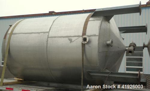 Used Tank, 2800 Gallon, 316 Stainless Steel, Vertical. 84" diameter x 116" straight side, slight cone top, coned bottom. Openings: top (2) 3"; side 24" manway with bolt on cover; 3-1/2" NPT center bo...