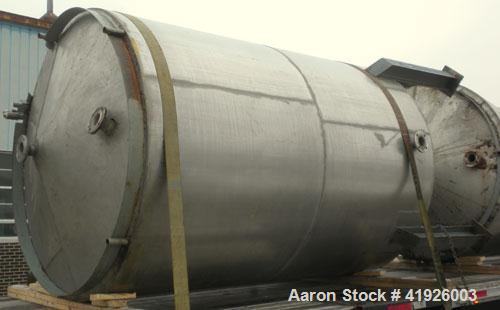 Used Tank, 2800 Gallon, 316 Stainless Steel, Vertical. 84" diameter x 116" straight side, slight cone top, coned bottom. Openings: top (2) 3"; side 24" manway with bolt on cover; 3-1/2" NPT center bo...
