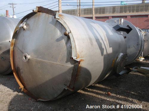 Used Tank, 2800 Gallon, 316 Stainless Steel, Vertical. 84" diameter x 116" straight side, coned top and bottom. Openings: top (2) 3"; side (2) 3"; 24" side bottom manway with cover; approximate 3-1/2...