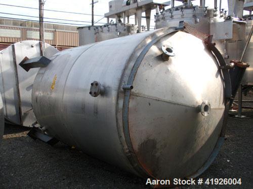 Used Tank, 2800 Gallon, 316 Stainless Steel, Vertical. 84" diameter x 116" straight side, coned top and bottom. Openings: top (2) 3"; side (2) 3"; 24" side bottom manway with cover; approximate 3-1/2...