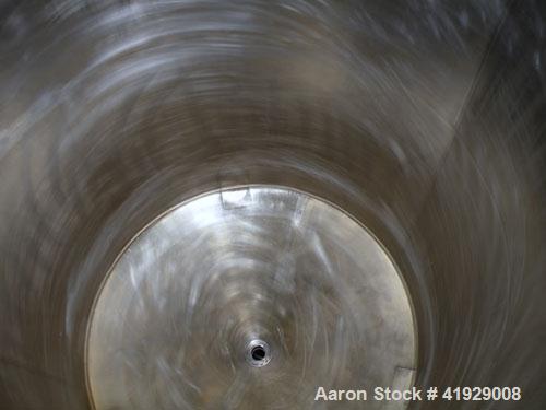 Used Tank, 1900 Gallon, stainless steel, vertical. 76" diameter x 96" straight side, dished top, coned bottom. Openings: top (2) 3" tri-clamp, 4" vent, 24" manway with cover; approximate 4" center bo...