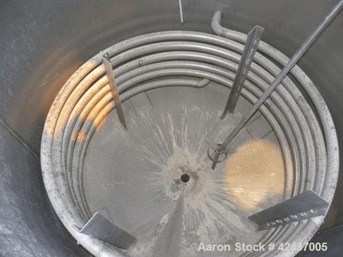 Used Tank, 1075 Gallon, 304 Stainless Steel, Vertical. 72" Diameter x 60" straight side, dished top and bottom. Off center top entering Lightnin agitator, model XJC-65. Approximate 1-1/2" diameter sh...