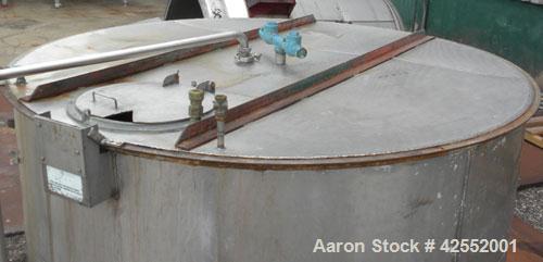 Used Tank, 2000 Gallon, 304 Stainless Steel, Vertical. 84" Diameter x 81" straight side. Flat welded top, sloped bottom, with custom made sparge ring. (1) Spray ball. Openings: top (2) 1", 1-1/2", 2-...