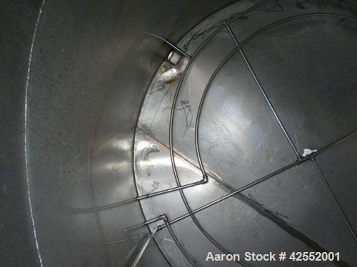 Used Tank, 2000 Gallon, 304 Stainless Steel, Vertical. 84" Diameter x 81" straight side. Flat welded top, sloped bottom, with custom made sparge ring. (1) Spray ball. Openings: top (2) 1", 1-1/2", 2-...