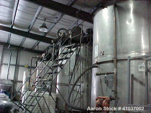 Used- Tank, 3200 Gallon, 93" diameter x 11'2" height. 316 Stainless Steel, Vertical. Open top, Mixer System: Single S.S. sha...