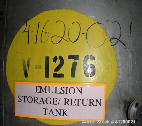 Used- Tank, 1,400 Gallon, 304 Stainless Steel, Vertical. 6'6" diameter x 70" straight side, flat bottom, dish top.