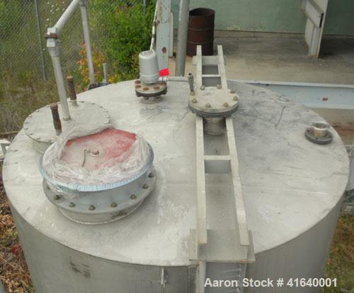 Used- Bendel Tank, 3,000 Gallon, 304 Stainless Steel, Vertical. 94" diameter x 108" straight side, coned top, sloped bottom....