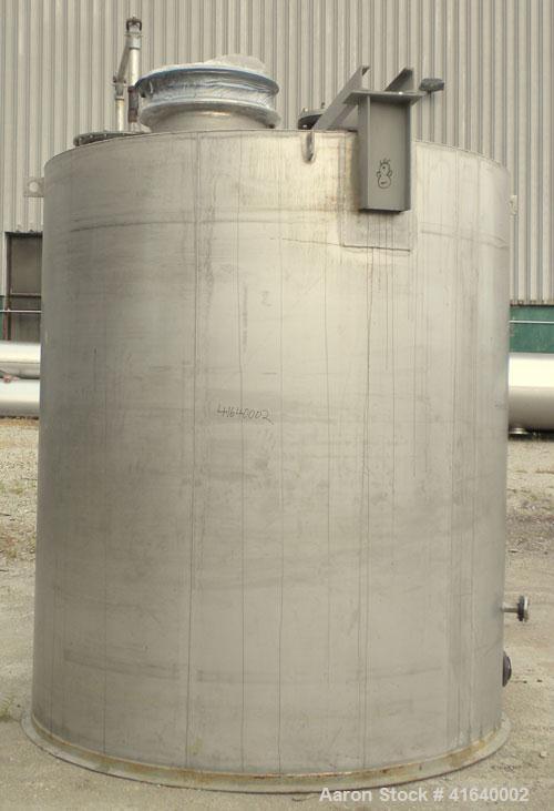 Used Bendel Tank, 3,000 Gallon, 304 Stainless Steel, Vertical. 94" diameter x 108" straight side, coned top, sloped bottom. UL rated for above ground flammable storage, UL#439358. Top mounted off cen...