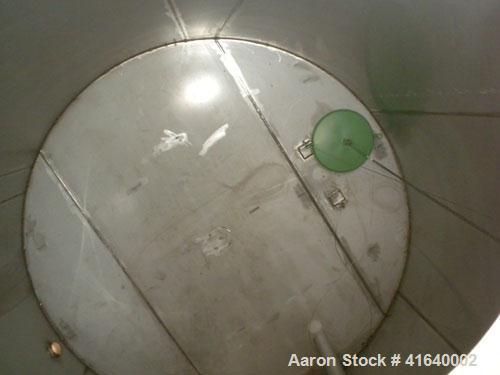 Used- Bendel Tank, 3,000 Gallon, 304 Stainless Steel, Vertical. 94" diameter x 108" straight side, coned top, sloped bottom....