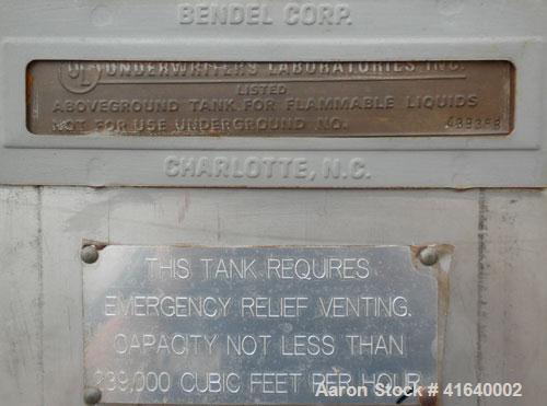 Used- Bendel Tank, 3,000 Gallon, 304 Stainless Steel, Vertical. 94" diameter x 108" straight side, coned top, sloped bottom....