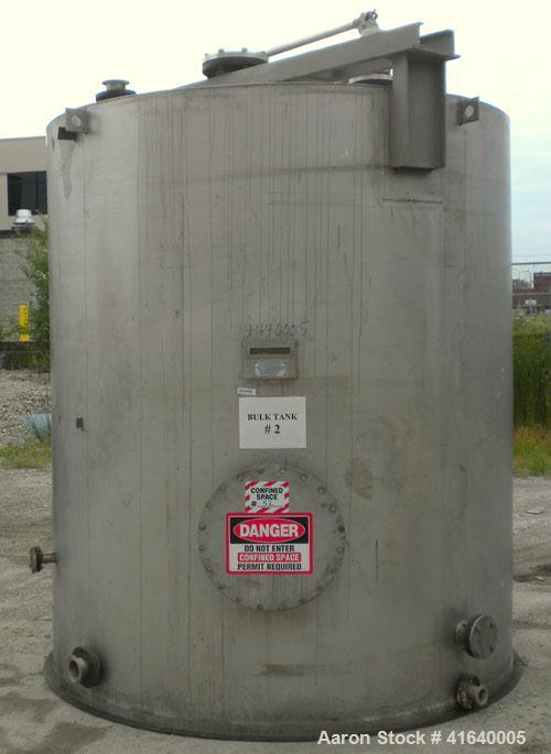 Used Bendel Tank, 3,000 Gallon, 304 Stainless Steel, Vertical. 94" diameter x 108" straight side, coned top, sloped bottom. UL rated for above ground flammable storage, UL#439354. Top mounted off cen...