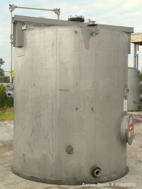 Used Bendel Tank, 3,000 Gallon, 304 Stainless Steel, Vertical. 94" diameter x 108" straight side, coned top, sloped bottom. UL rated for above ground flammable storage, UL#439354. Top mounted off cen...