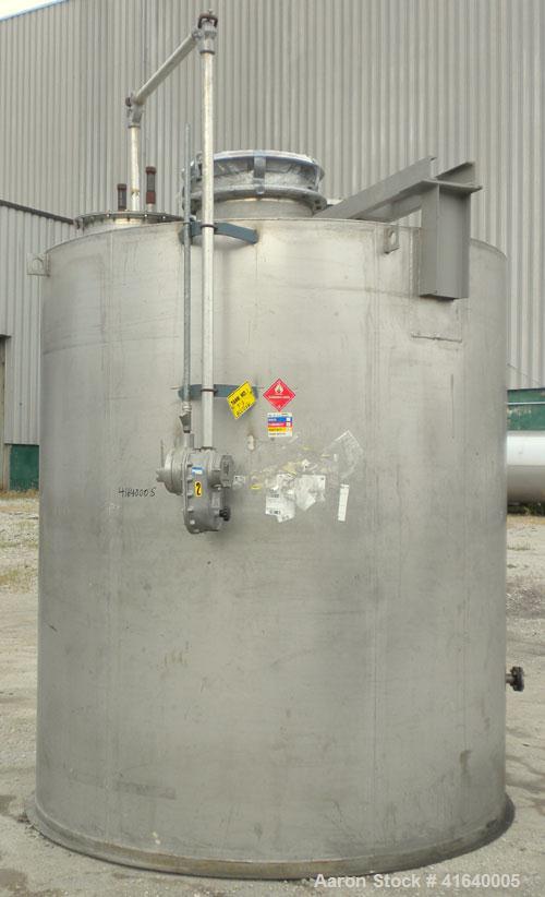 Used Bendel Tank, 3,000 Gallon, 304 Stainless Steel, Vertical. 94" diameter x 108" straight side, coned top, sloped bottom. UL rated for above ground flammable storage, UL#439354. Top mounted off cen...