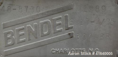 Used Bendel Tank, 3,000 Gallon, 304 Stainless Steel, Vertical. 94" diameter x 108" straight side, coned top, sloped bottom. UL rated for above ground flammable storage, UL#439354. Top mounted off cen...