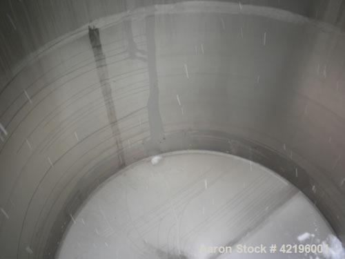Used Indian Tuff-Tank Tank, 1480 Gallon, 316 Stainless Steel. 72" diameter x 84" straight side, flat top with hinged cover and slight cone bottom. Provision for a clamp on agitator. 2 1/2" NPT center...