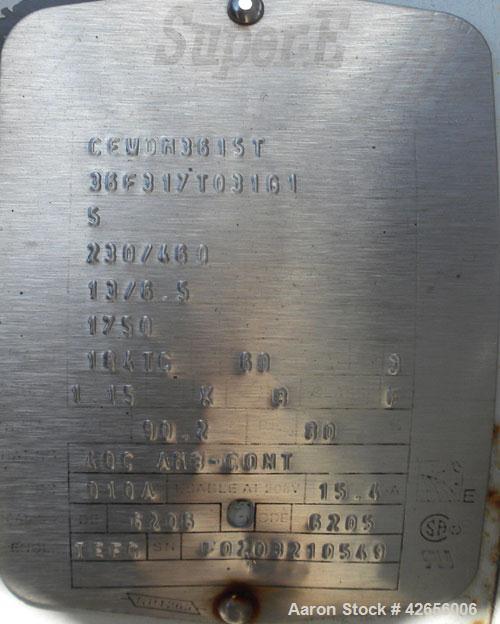 Used Tank, 1100 Gallon, 304 Stainless Steel, Vertical. 72" Diameter x 62" straight side x 42" coned bottom, open top with no covers. Carbon steel agitator bridge, approximate 2" diameter carbon steel...