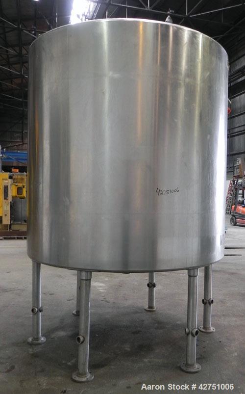 Used Tank, 2000 Gallon, Stainless Steel, Vertical. 84" Diameter x 80" straight side. Dished top, coned bottom. Off center top entering Lightnin agitator, model XJC-117. 1-1/2" Diameter shaft with (2)...