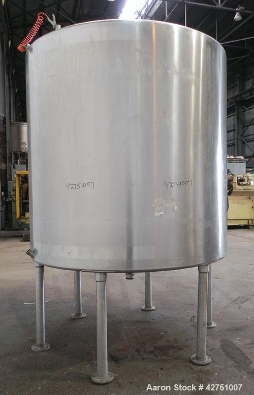 Used Tank, 2000 Gallon, 304 Stainless Steel, Vertical. 84" Diameter x 80" straight side. Dished top, coned bottom. Off center top entering Lightnin air operated agitator, model XJAC-100. 1-1/2" Diame...