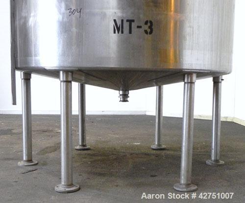 Used Tank, 2000 Gallon, 304 Stainless Steel, Vertical. 84" Diameter x 80" straight side. Dished top, coned bottom. Off center top entering Lightnin air operated agitator, model XJAC-100. 1-1/2" Diame...