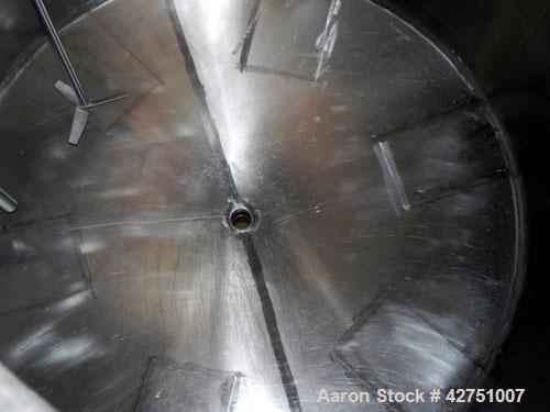 Used Tank, 2000 Gallon, 304 Stainless Steel, Vertical. 84" Diameter x 80" straight side. Dished top, coned bottom. Off center top entering Lightnin air operated agitator, model XJAC-100. 1-1/2" Diame...