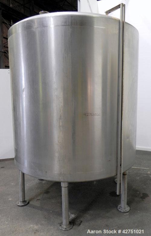 Used Tank, 2000 Gallon, 304 Stainless Steel, Vertical. 84" Diameter x 80" straight side. Dished top, coned bottom. Off center top entering Lightnin air operated agitator, model XJAC-100. 2" Diameter ...