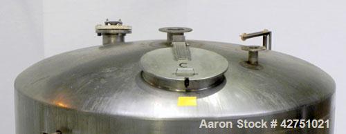 Used Tank, 2000 Gallon, 304 Stainless Steel, Vertical. 84" Diameter x 80" straight side. Dished top, coned bottom. Off center top entering Lightnin air operated agitator, model XJAC-100. 2" Diameter ...