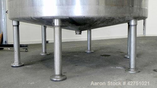 Used Tank, 2000 Gallon, 304 Stainless Steel, Vertical. 84" Diameter x 80" straight side. Dished top, coned bottom. Off center top entering Lightnin air operated agitator, model XJAC-100. 2" Diameter ...
