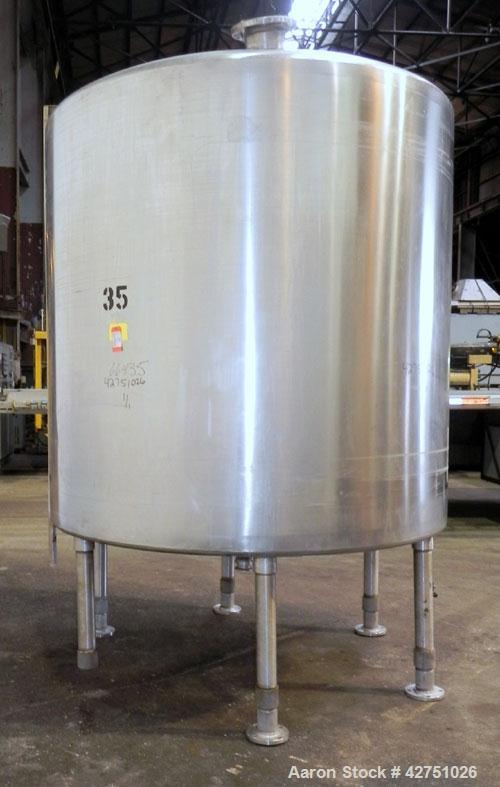 Used Tank, 2000 Gallon, 304 Stainless Steel Vertical. 84" Diameter x 80" straight side. Dished top, coned bottom. Openings top (2) 2", 4", 6", 18" man way with cover, side 2". 3" Threaded center bott...