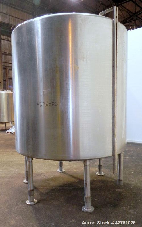 Used Tank, 2000 Gallon, 304 Stainless Steel Vertical. 84" Diameter x 80" straight side. Dished top, coned bottom. Openings top (2) 2", 4", 6", 18" man way with cover, side 2". 3" Threaded center bott...