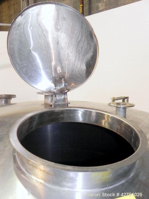 Used Tank, 2000 Gallon, 304 Stainless Steel Vertical. 84" Diameter x 80" straight side. Dished top, coned bottom. Openings top (2) 2", 4", 6", 18" man way with cover, side 2". 3" Threaded center bott...