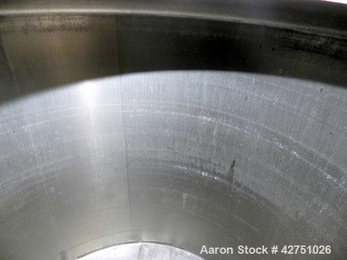Used Tank, 2000 Gallon, 304 Stainless Steel Vertical. 84" Diameter x 80" straight side. Dished top, coned bottom. Openings top (2) 2", 4", 6", 18" man way with cover, side 2". 3" Threaded center bott...