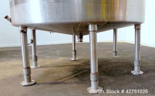 Used Tank, 2000 Gallon, 304 Stainless Steel Vertical. 84" Diameter x 80" straight side. Dished top, coned bottom. Openings top (2) 2", 4", 6", 18" man way with cover, side 2". 3" Threaded center bott...