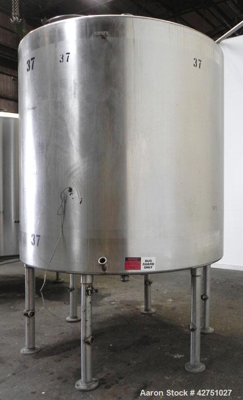 Used Tank, 2000 Gallon, 304 Stainless Steel Vertical. 84" Diameter x 80" straight side. Dished top, coned bottom. Openings top (2) 2", 4", 8", 18" man way with cover, side 2". 3" Threaded center bott...
