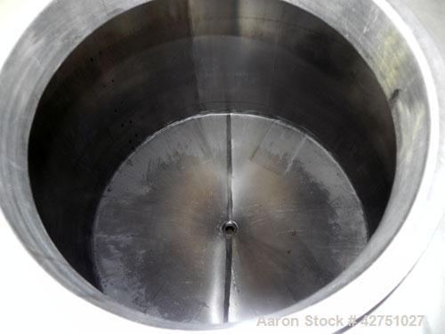 Used Tank, 2000 Gallon, 304 Stainless Steel Vertical. 84" Diameter x 80" straight side. Dished top, coned bottom. Openings top (2) 2", 4", 8", 18" man way with cover, side 2". 3" Threaded center bott...