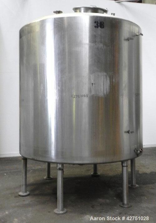 Used Tank, 2000 Gallon, 304 Stainless Steel Vertical. 84" Diameter x 80" straight side. Dished top, coned bottom. Openings top (2) 2", 4", 8", 18" man way with cover, side 2". 3" Threaded center bott...