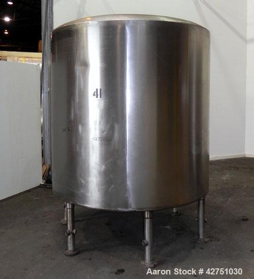Used Tank, 2000 Gallon, 304 Stainless Steel Vertical. 84" Diameter x 80" straight side. Dished top, coned bottom. Openings top 2", 4", 18" man way with cover, side 2". 3" Tri-clamp center bottom outl...